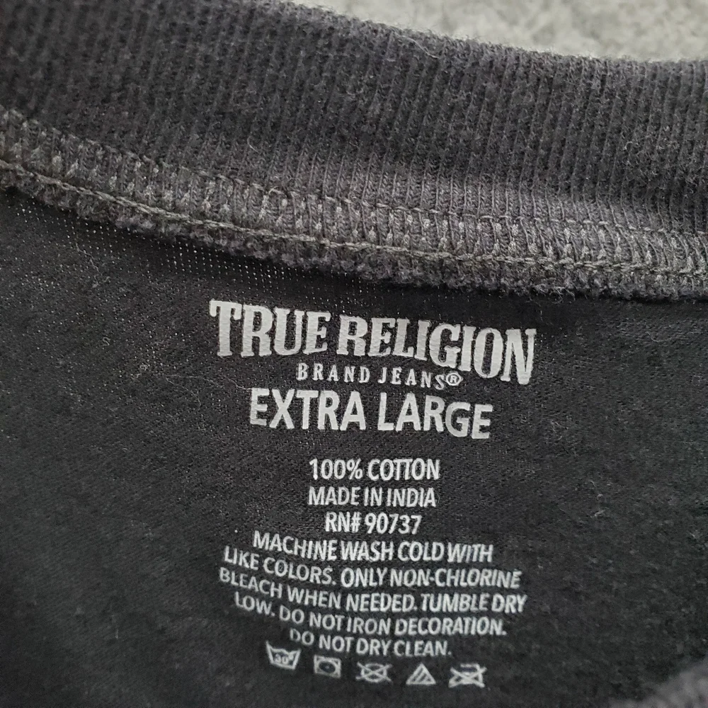 True Religion T Shirt Mens XL Black Gold Logo